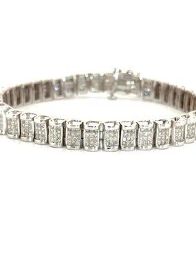 5.54ct Natural Princess Diamond Link Bracelet in 14K White Gold